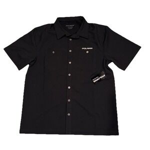 Polaris Men's Pit Shirt Button Up Black 286252606 Embroidered Logo Size Large